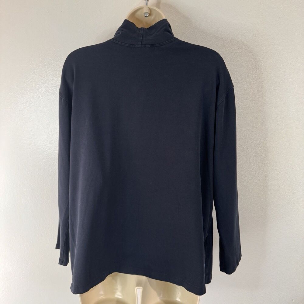North Star Base Sweatshirt M Black Pullover Mock Neck Ruched Cotton Stretch USA - Picture 7 of 10